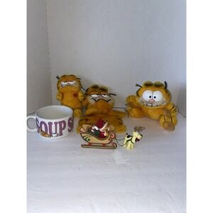 Dakin Garfield 1981 Vintage Plush, Window Cling, Ornament, Puppet, Soup Cup
